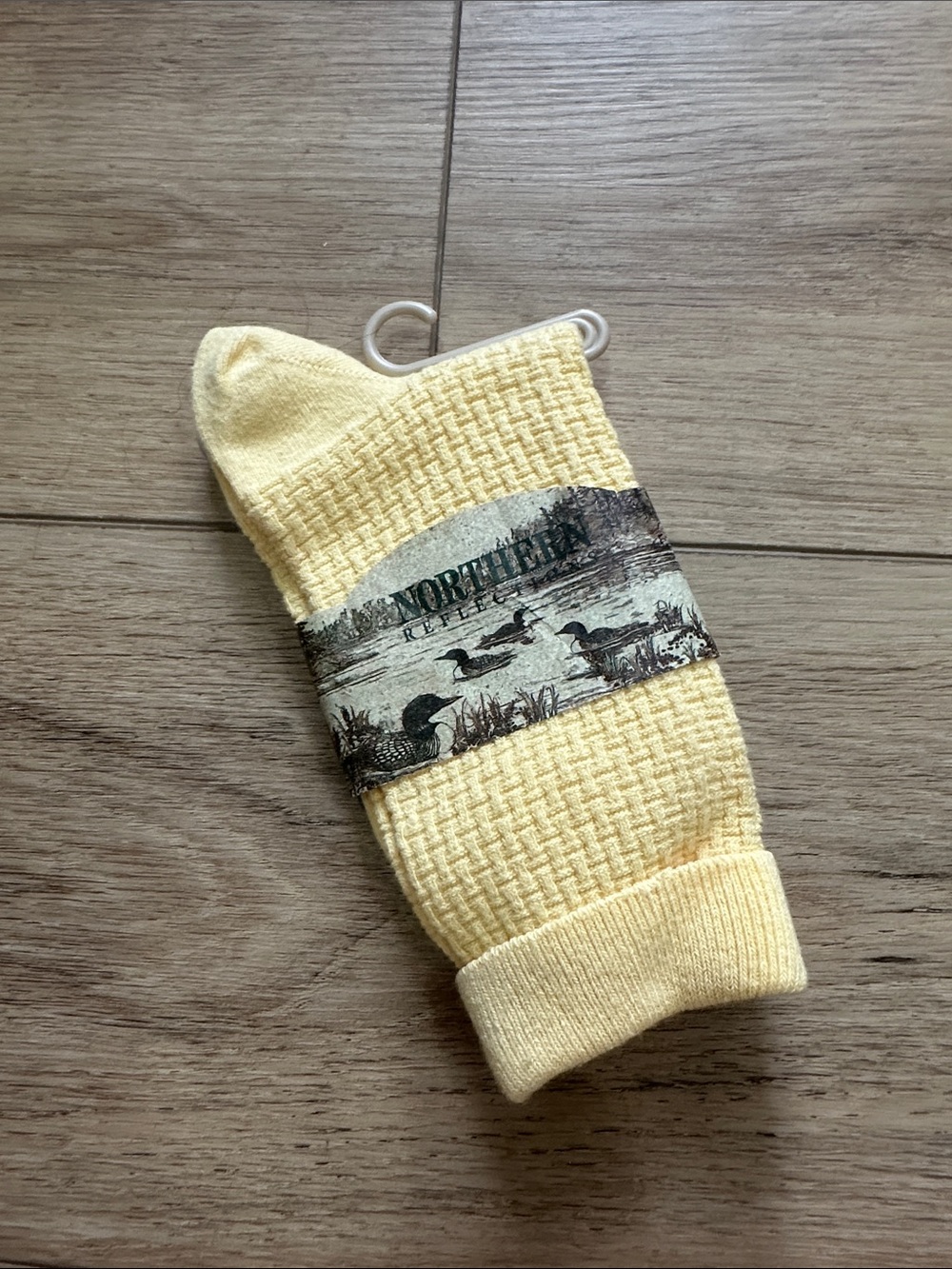 Northern Reflections Yellow Waffle Knit Crew Socks